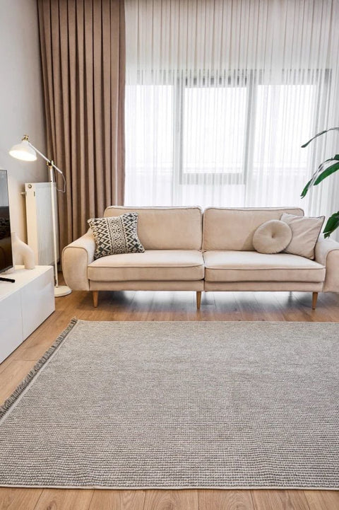 Clam Serisi Bukle Dokuma Gri Renk Halı NX-3008G