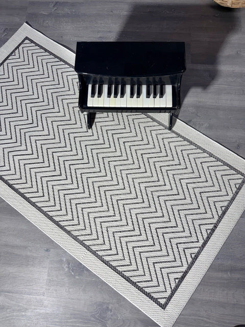 Alfa Serisi Makinede Yıkanabilir Ekru/Antrasit Sisal Halı NX-32