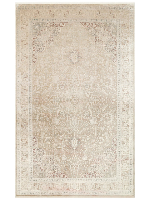 Pera Serisi 2 Milyon Uç Sıklığı ile Dokunan Eskitme (Over-Dyed) Görünümlü Bej Rayon Halı NX-703