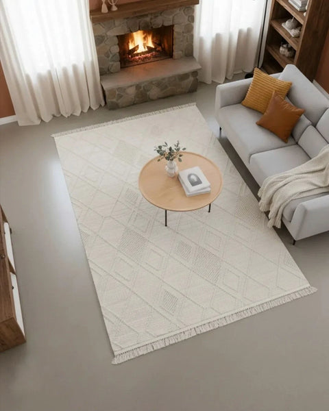 Clam Serisi Bukle Dokuma Ekru Renk Halı NX-3022K