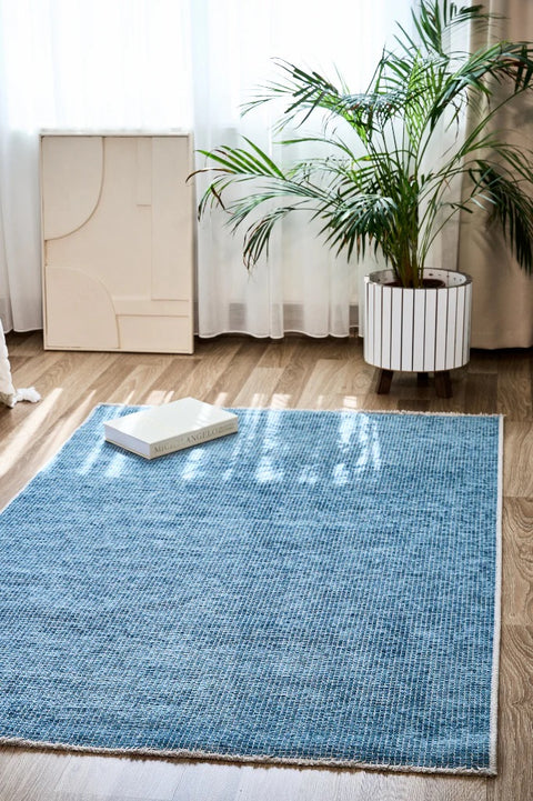 Norge Serisi Mavi Renk Yeni Nesil Modern Halı AP-2417