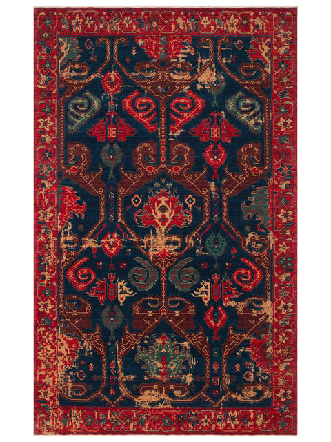 Mezopotamya Serisi Anadolu Motifli %100 Yeni Zelanda Yünü Kara Tezgah Halısı NX-677