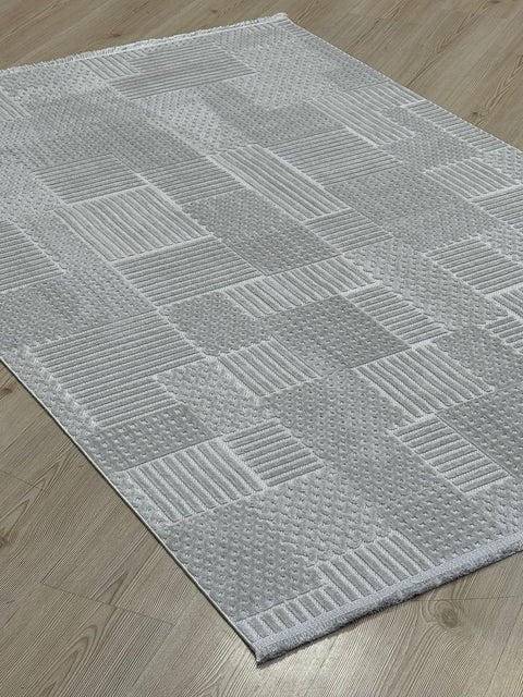 Madra Serisi Makinede Yıkanabilir Gri Renk Halı RH-5703