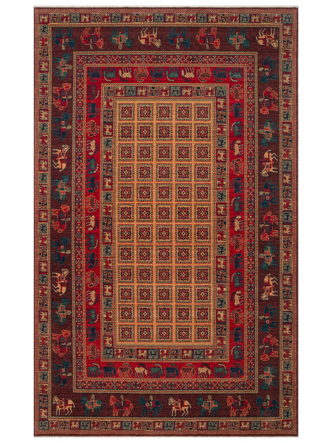 Mezopotamya Serisi Anadolu Motifli %100 Yeni Zelanda Yünü Kara Tezgah Halısı NX-680