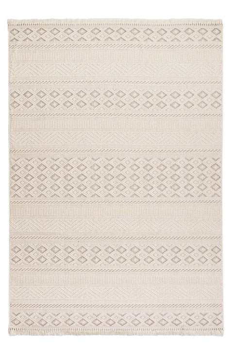 Clam Serisi Bukle Dokuma Ekru/Gri Renk Halı NX-3021G