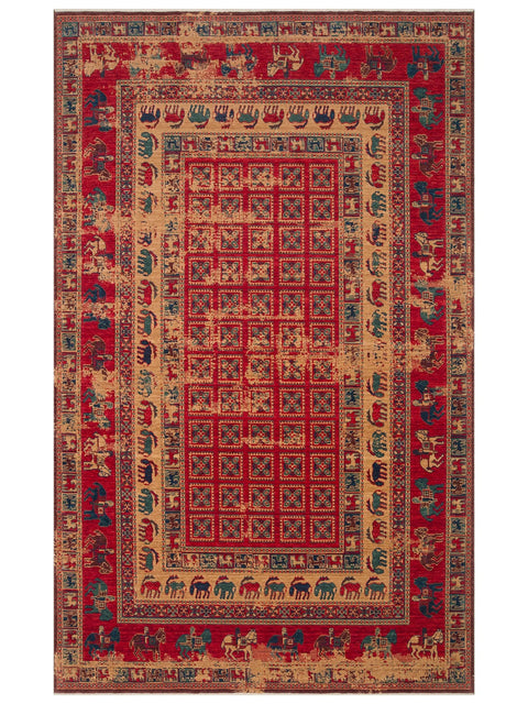 Mezopotamya Serisi Anadolu Motifli %100 Yeni Zelanda Yünü Kara Tezgah Halısı NX-679