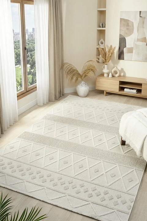 Avina Serisi Krem/Bej Kolay Temizlenebilir Sisal Halı SH-29