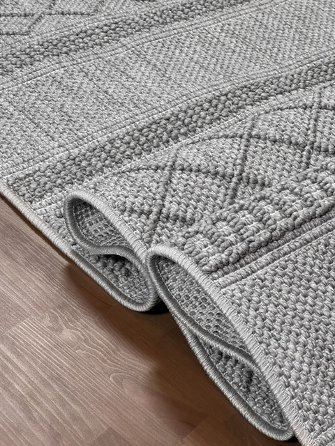 Clam Serisi Bukle Dokuma Gri Renk Halı NX-606