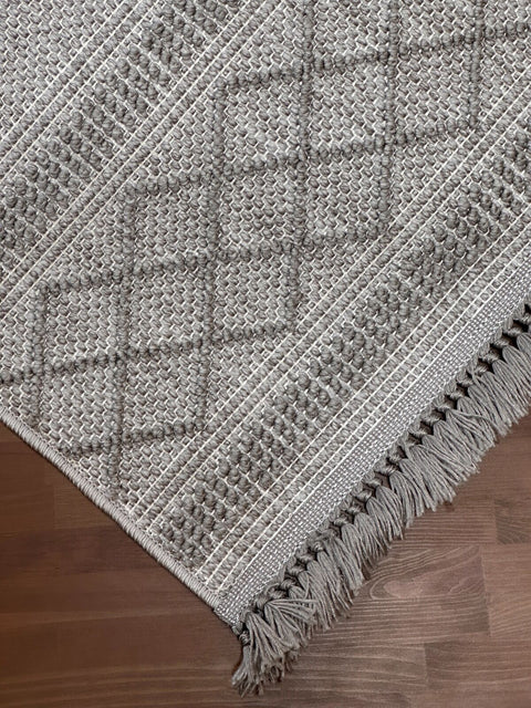 Clam Serisi Bukle Dokuma Gri Renk Halı NX-606