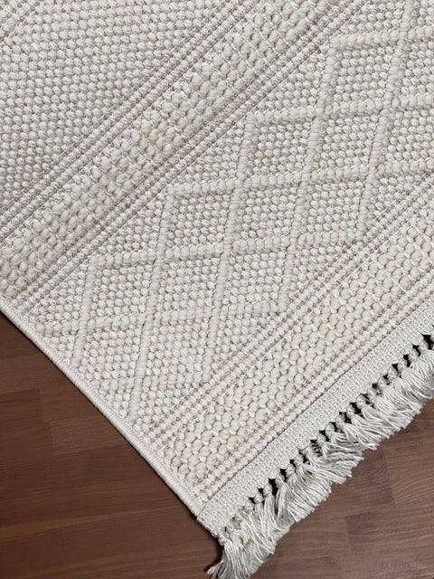 Clam Serisi Bukle Dokuma Ekru Renk Halı NX-604