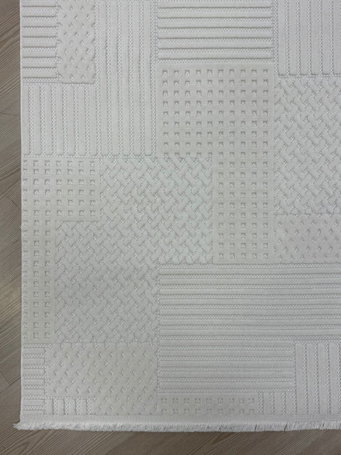 Madra Serisi Makinede Yıkanabilir Krem Renk Halı RH-5701