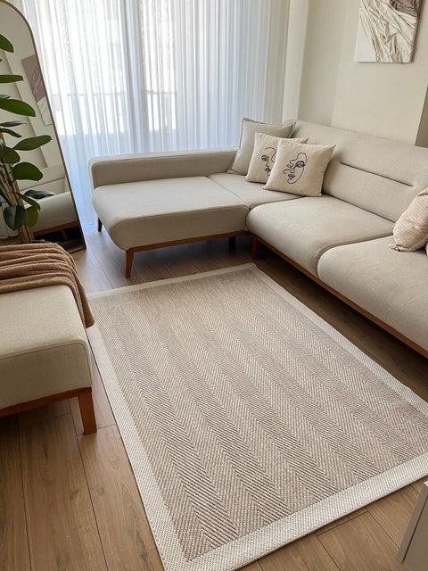 Alfa Serisi Makinede Yıkanabilir Ekru/Bej Sisal Halı NX-12