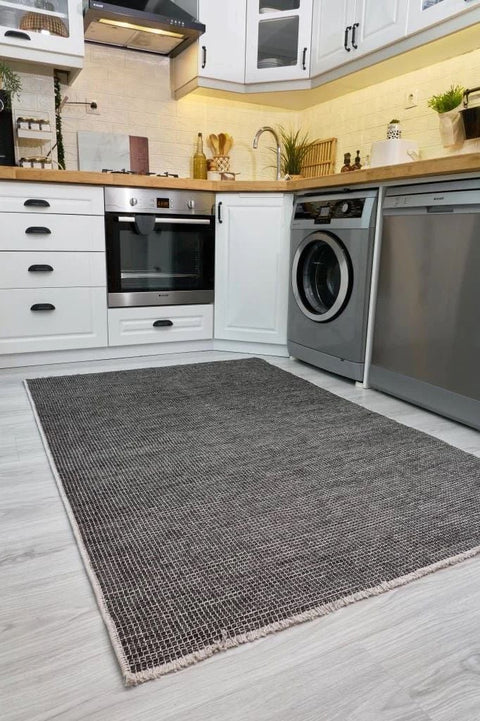 Norge Serisi Antrasit Renk Yeni Nesil Modern Halı AP-2415