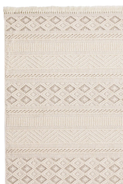 Clam Serisi Bukle Dokuma Ekru/Gri Renk Halı NX-3021G