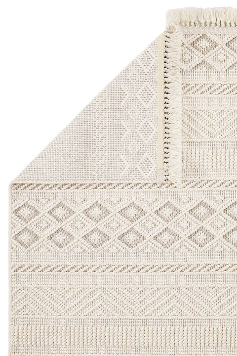 Clam Serisi Bukle Dokuma Ekru/Gri Renk Halı NX-3021G