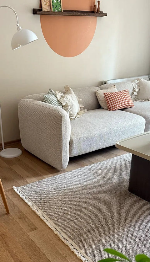 Clam Serisi Bukle Dokuma Bej Renk Halı TH-174