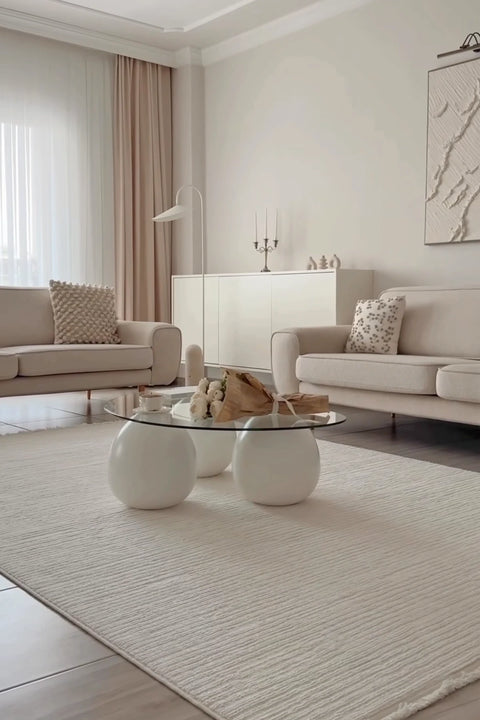 Clam Serisi Bukle Dokuma Ekru Renk Halı NX-3038