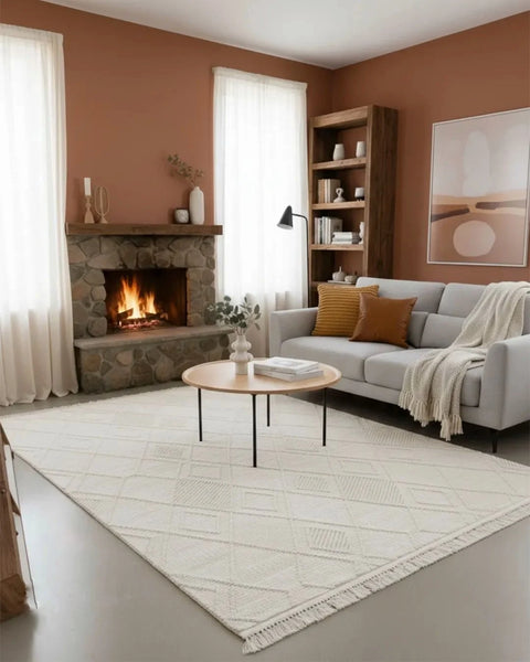 Clam Serisi Bukle Dokuma Ekru Renk Halı NX-3022K