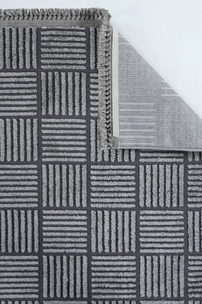 Madra Serisi Hav Toz Vermeyen Modern Dayanıklı Antrasit Halı AP-6825