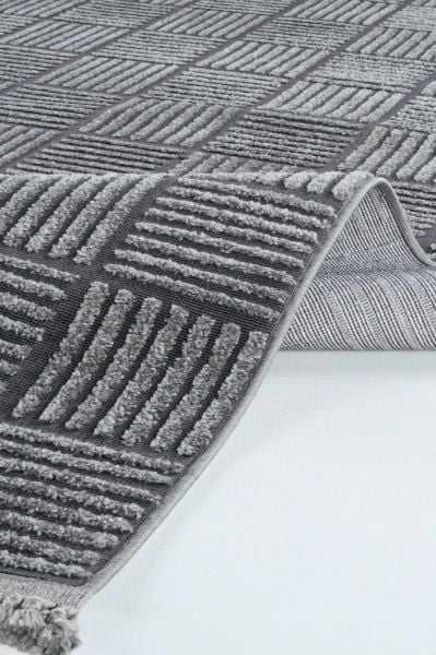 Madra Serisi Hav Toz Vermeyen Modern Dayanıklı Antrasit Halı AP-6825