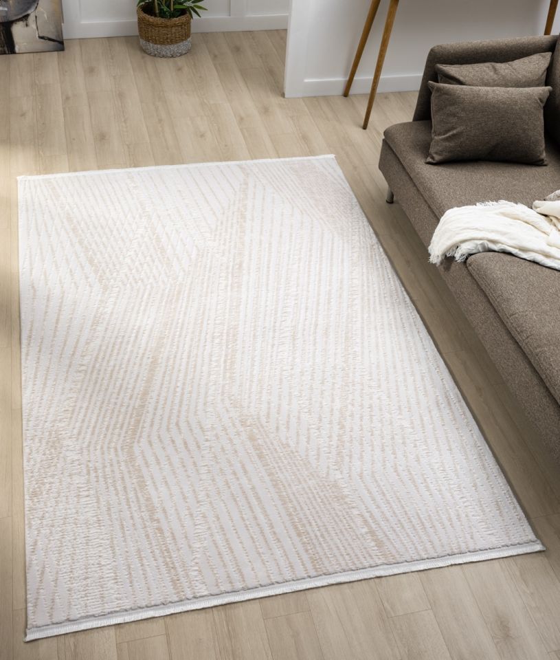 Monza Serisi Bej Renk Akrilik Halı SH-0558B