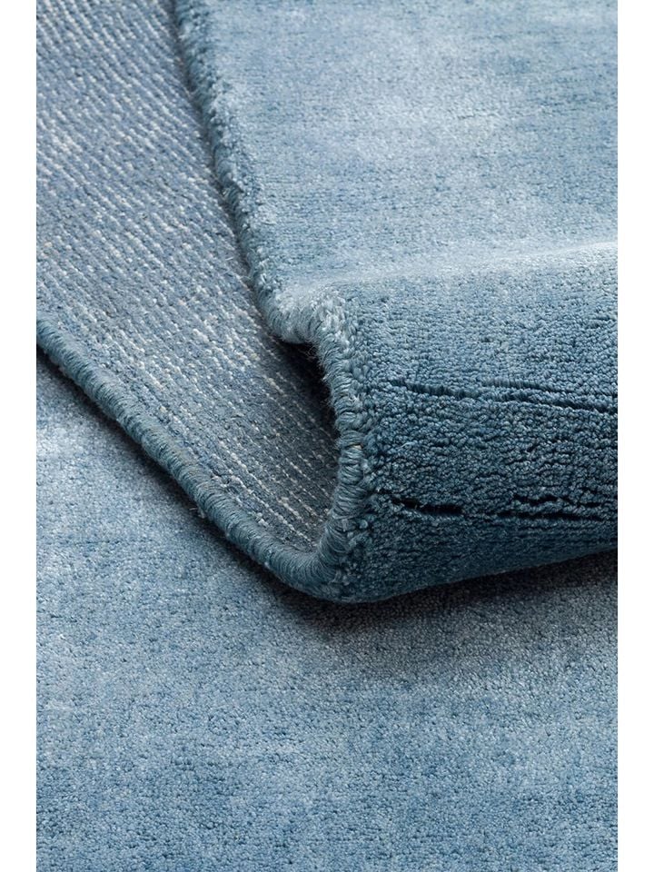 Linum Serisi Doğal Keten ve Pamuk Harmanlı Mavi El Dokuma Halı NX-733