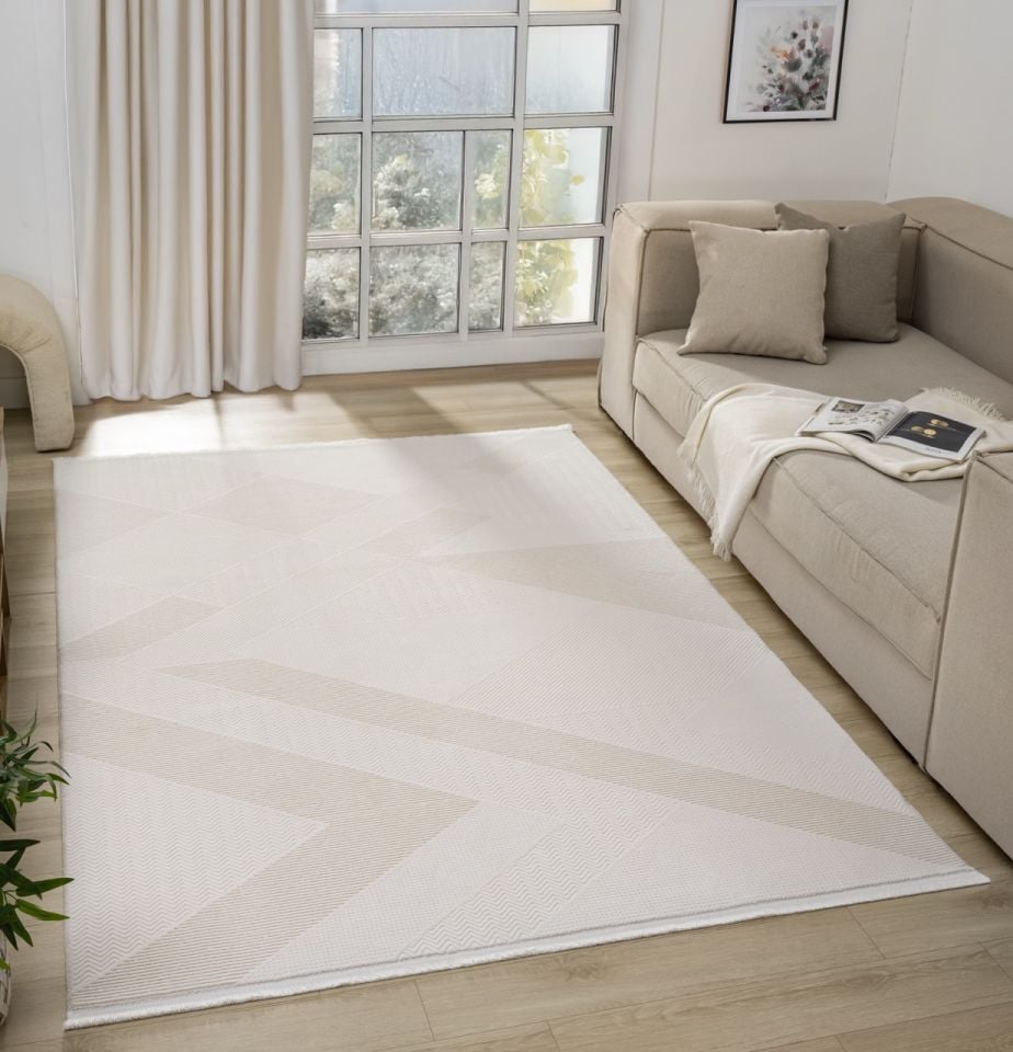 Monza Serisi Bej Renk Akrilik Halı SH-0557