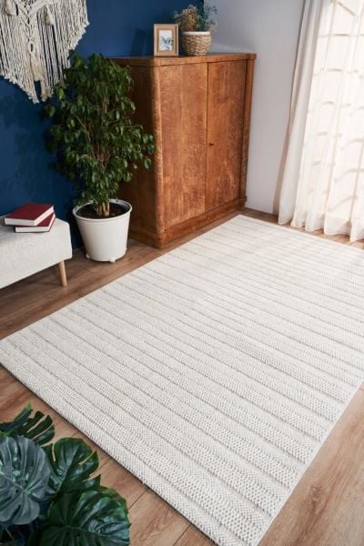 Clam Serisi Bukle Dokuma Modern Ekru Renk Halı AP2211