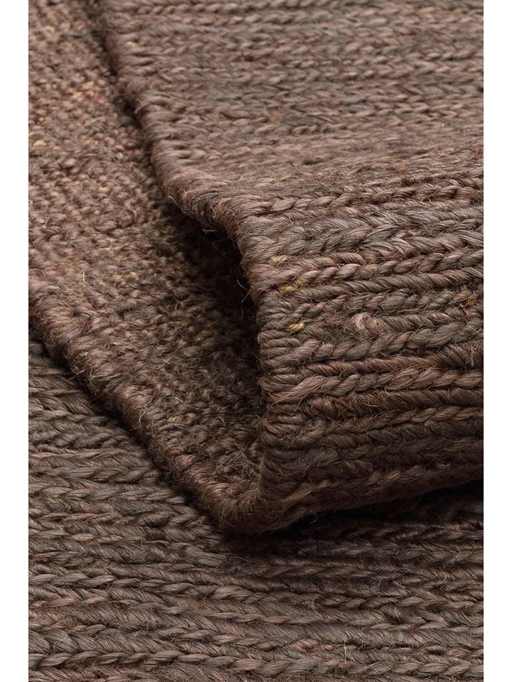 Tera Serisi %100 Doğal Jüt Sumak (Balıksırtı) Örgü Teknikli Kahverengi El Halısı NX-739