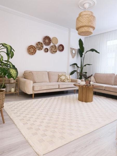 Bony Serisi Modern Krem Renk Halı AP-4211