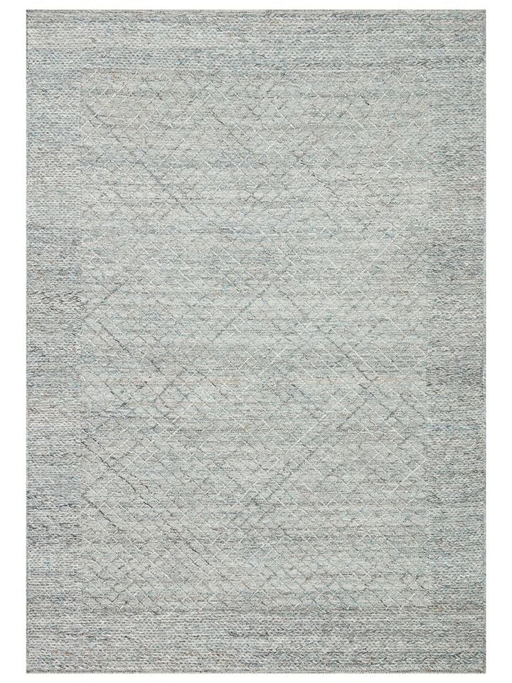 Tempo Serisi Balıksırtı Desenli Yün ve Pamuk Katkılı Mavi Modern El Dokuma Halı NX-745