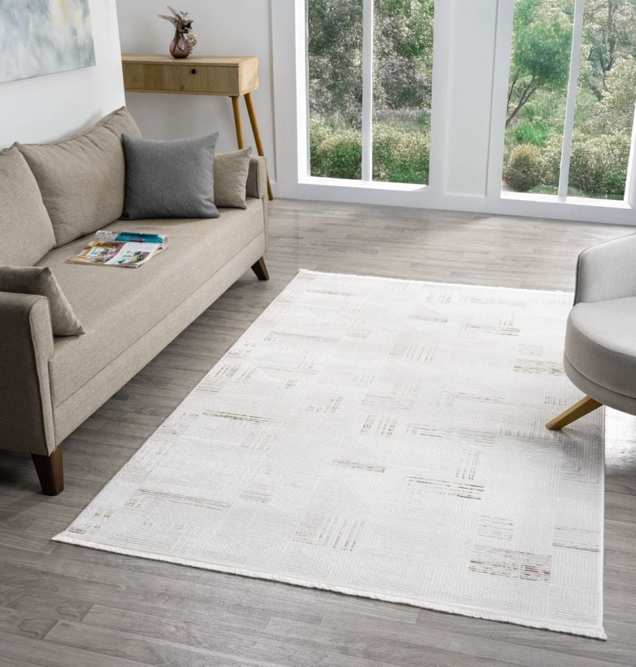 Vera Serisi Krem/Bej Makine Dokuma Halısı SH-141