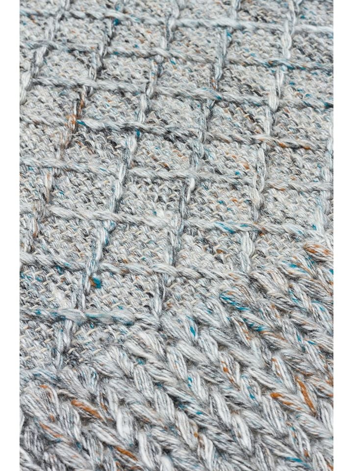 Tempo Serisi Balıksırtı Desenli Yün ve Pamuk Katkılı Mavi Modern El Dokuma Halı NX-745