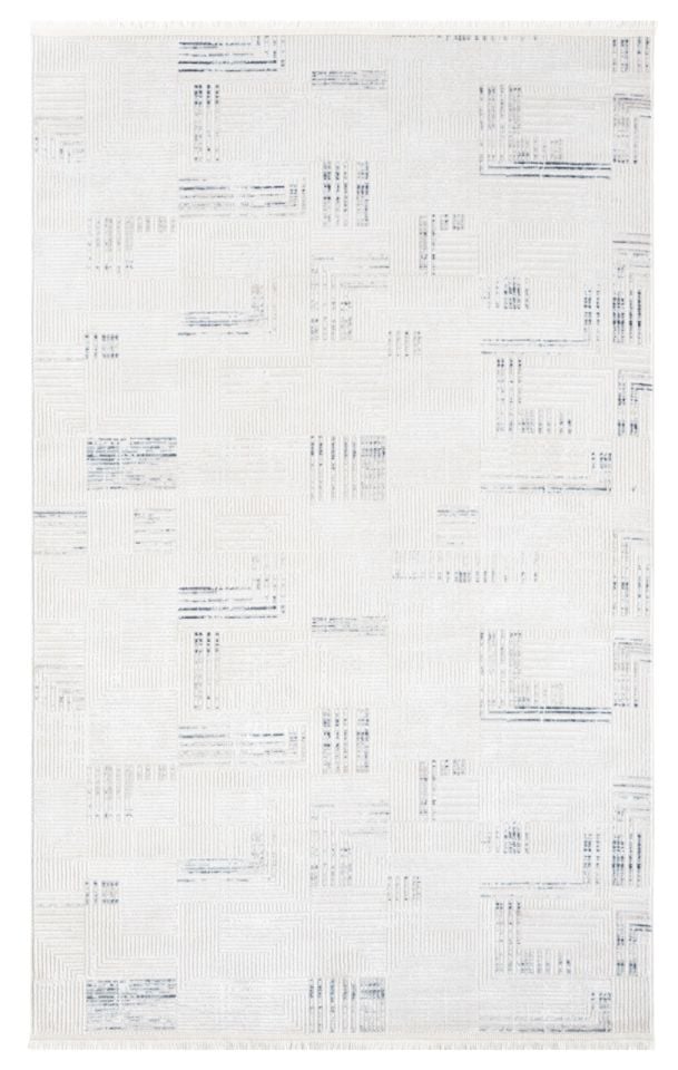 Vera Serisi Krem/Mavi Makine Dokuma Halısı SH-142