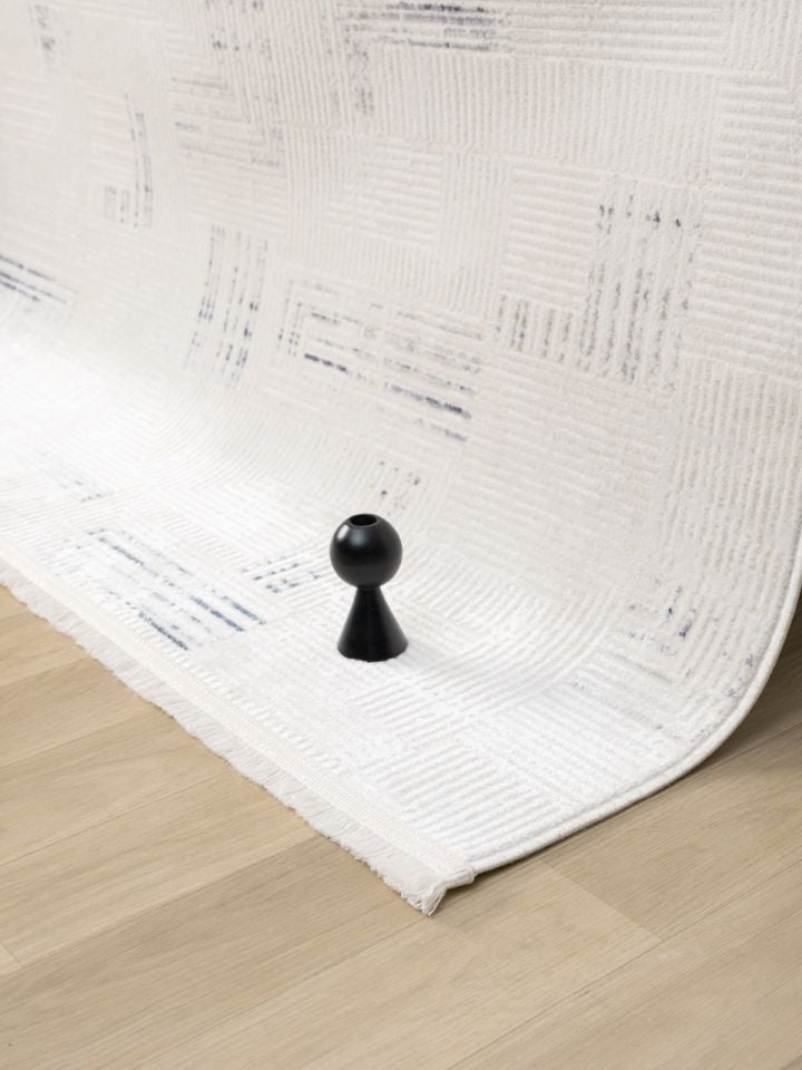 Vera Serisi Krem/Mavi Makine Dokuma Halısı SH-142