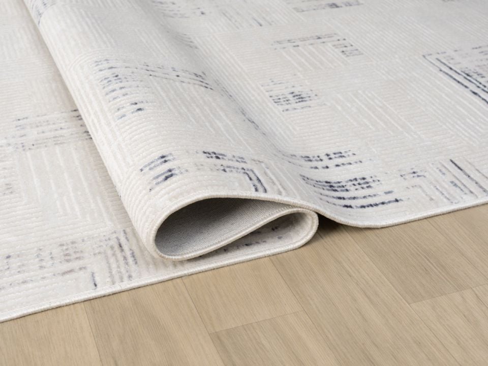 Vera Serisi Krem/Mavi Makine Dokuma Halısı SH-142