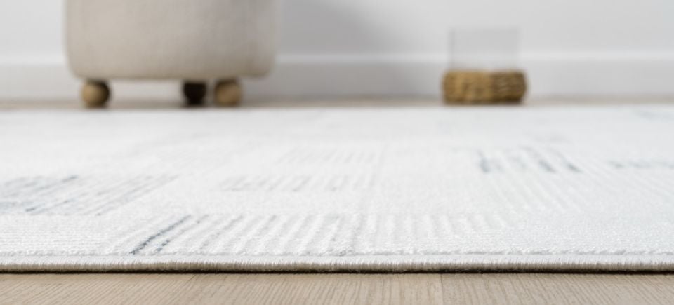 Vera Serisi Krem/Mavi Makine Dokuma Halısı SH-142