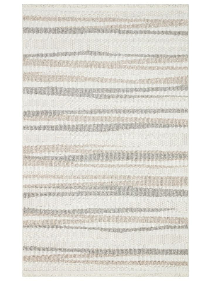 Clam Serisi Bukle Dokuma Modern Bej Gri Renk Halı EH-5403