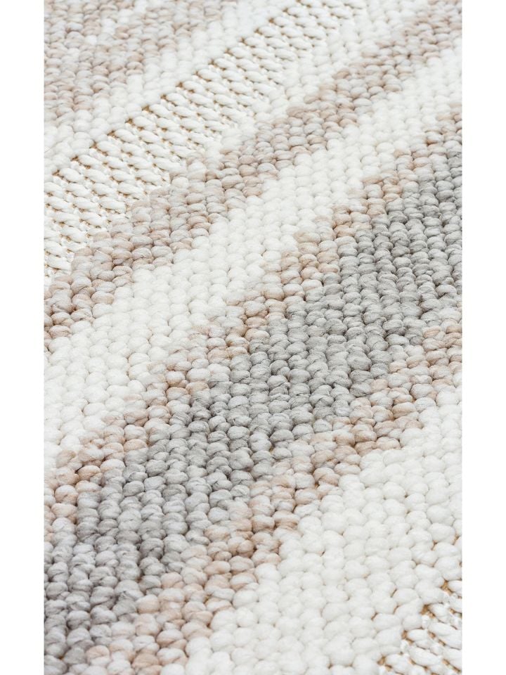 Clam Serisi Bukle Dokuma Modern Bej Gri Renk Halı EH-5403