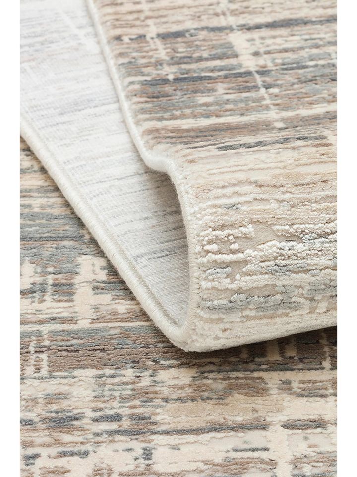 Lumina Luxe Serisi Modern Parlak Viskon & Akrilik Karışımlı Bej/Gri Renk Halı NX-752