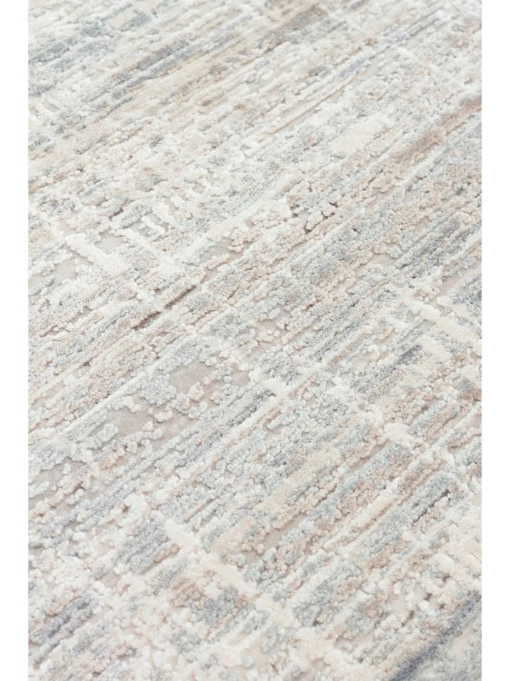 Lumina Luxe Serisi Modern Parlak Viskon & Akrilik Karışımlı Bej/Gri Renk Halı NX-752