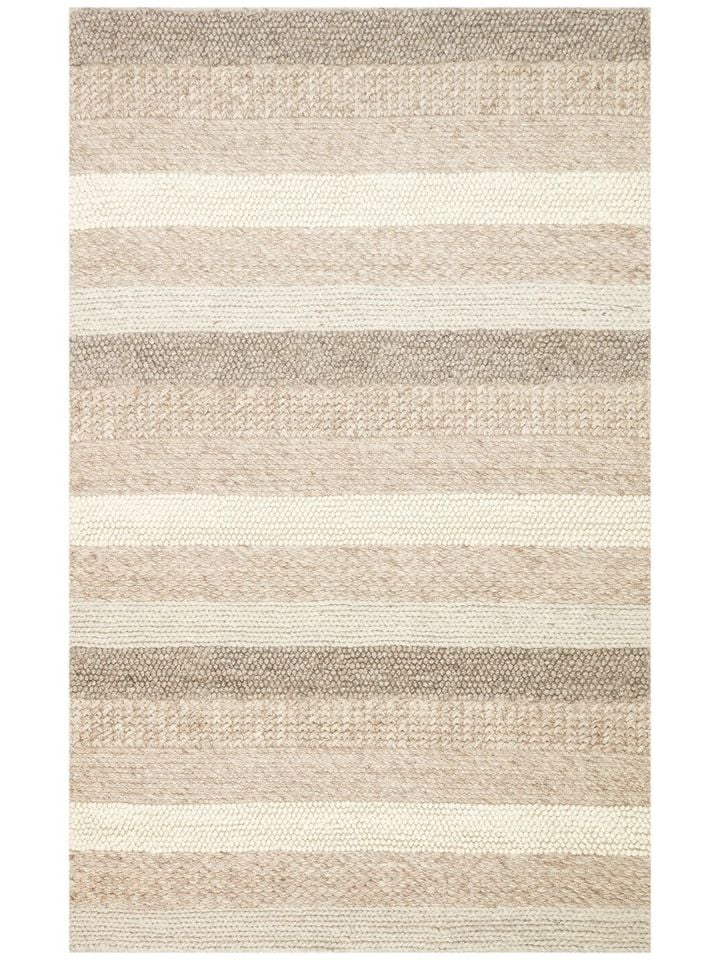 Liva Serisi İskandinav Tarzı İri Örgü Dokulu Bej Doğal Yün Halı NX-3675