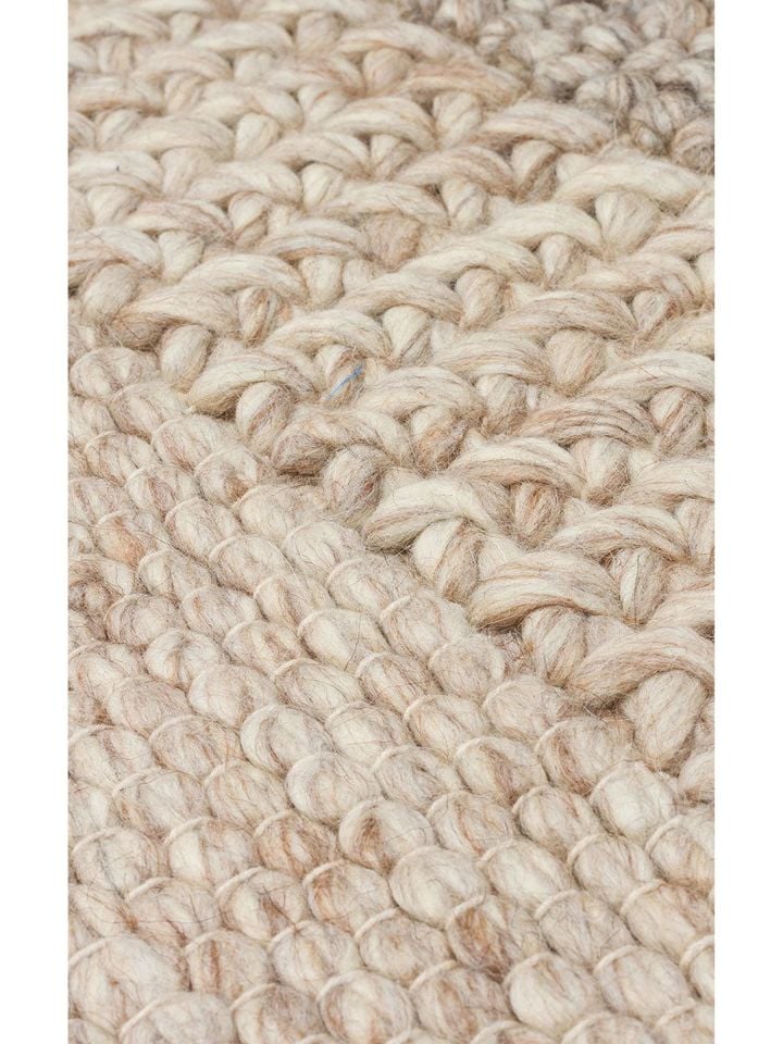 Liva Serisi İskandinav Tarzı İri Örgü Dokulu Bej Doğal Yün Halı NX-3675