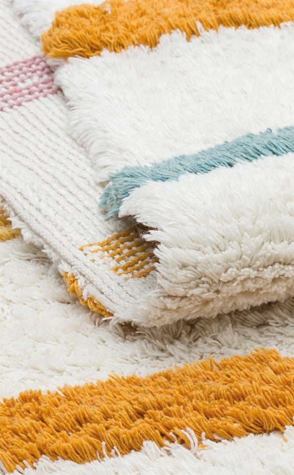 Yıkanabilir Kaymaz Tabanlı Natural Pamuk Çocuk/Bebek Halısı NX-229