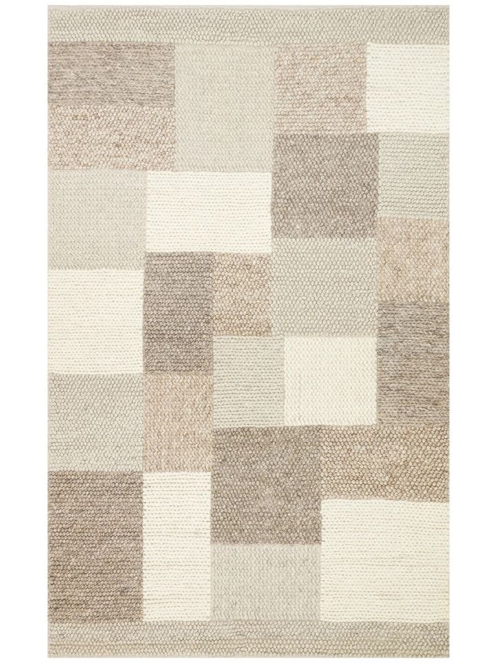 Liva Serisi İskandinav Tarzı İri Örgü Dokulu Bej Doğal Yün Halı NX-3676