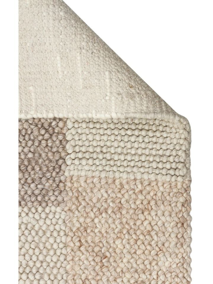 Liva Serisi İskandinav Tarzı İri Örgü Dokulu Bej Doğal Yün Halı NX-3676