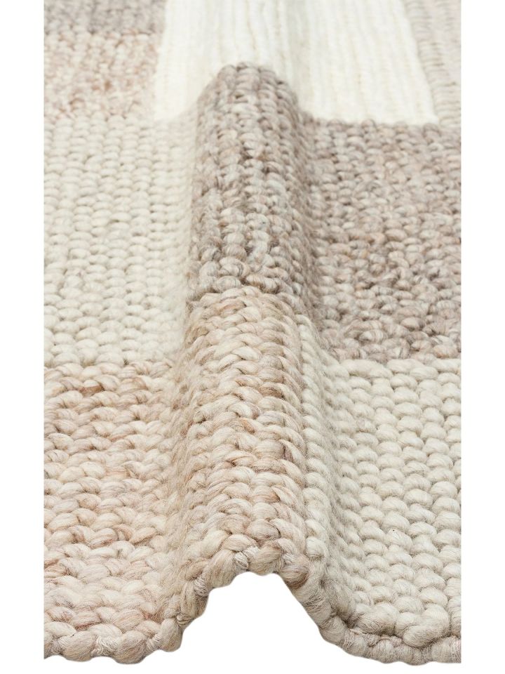 Liva Serisi İskandinav Tarzı İri Örgü Dokulu Bej Doğal Yün Halı NX-3676