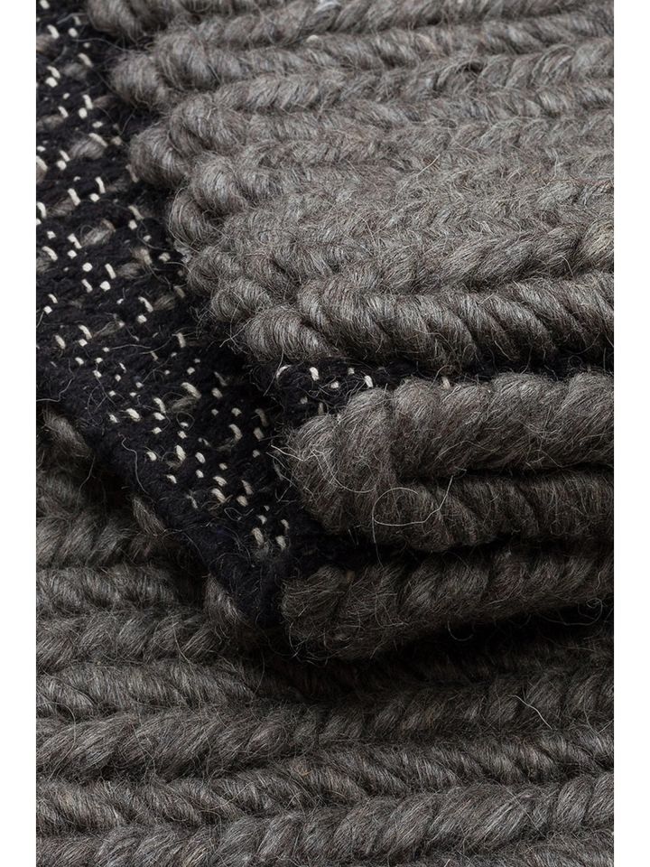 Nodus Serisi El Dokuma Örgü Yün Antrasit Renk Halı NX-3736