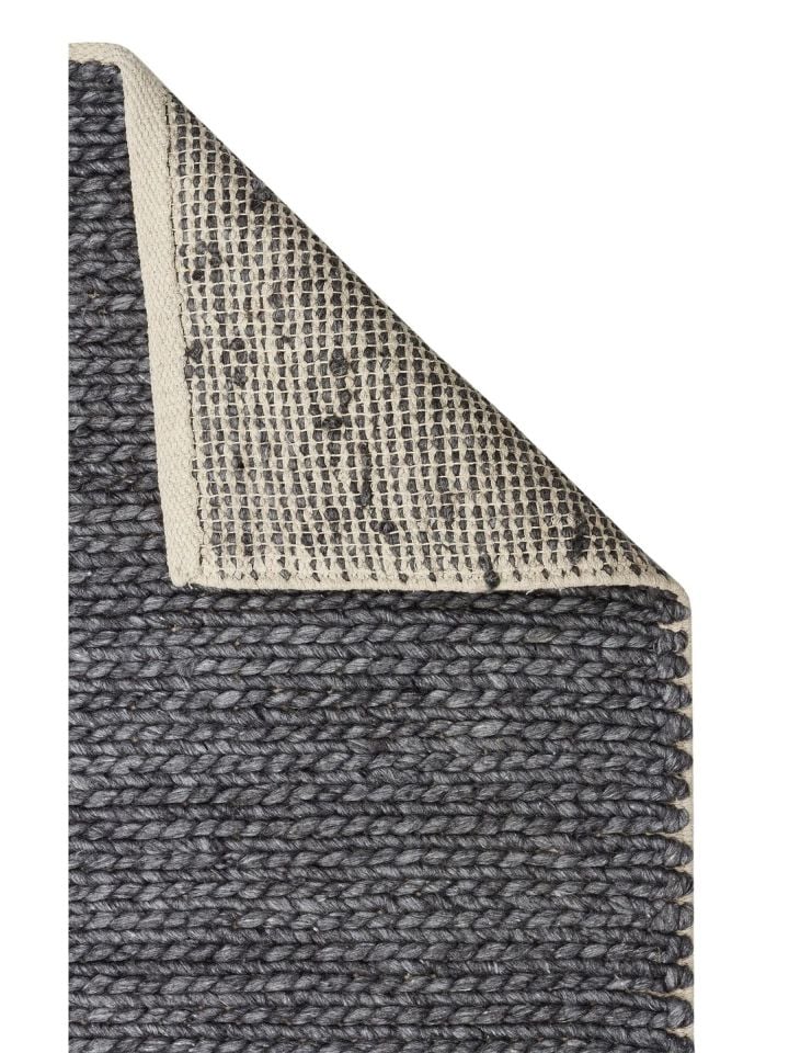 Liva Serisi İskandinav Tarzı İri Örgü Dokulu Antrasit Doğal Yün Halı NX-3677