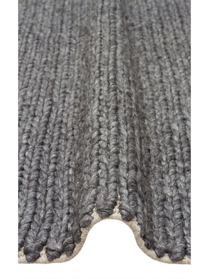 Liva Serisi İskandinav Tarzı İri Örgü Dokulu Antrasit Doğal Yün Halı NX-3677